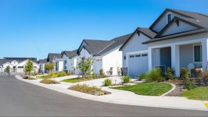 Newer build suburban neighborhood on sunny day