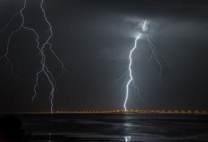 Lightning over bridge in Tampa Florida
